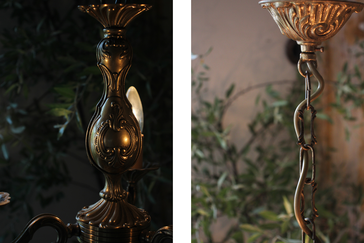 フランスアンティーク シャンデリア 灯 ロカイユ装飾