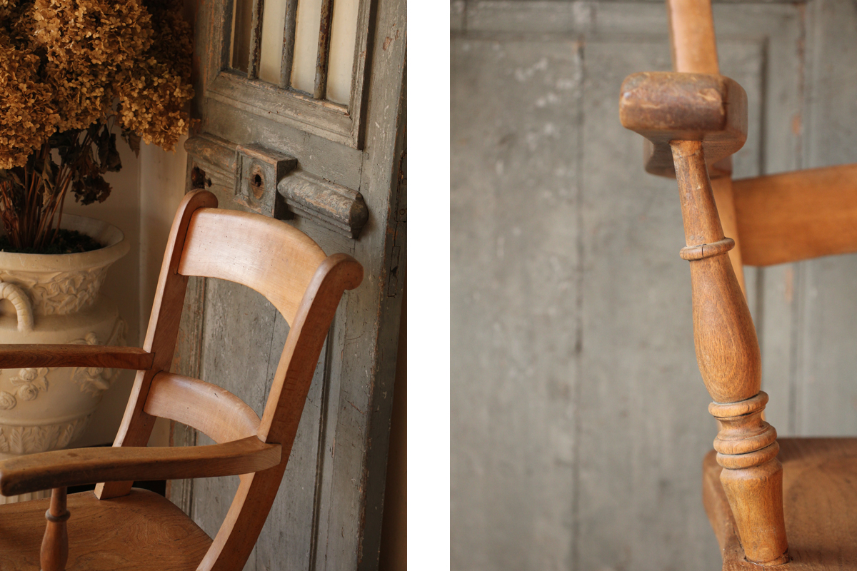 フランスアンティーク アーム付きチェア 椅子 ナチュラル 全国送料無料