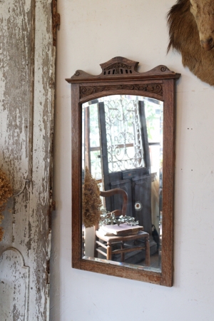 フランスの古い 木製ミラー 壁掛けミラー 鏡