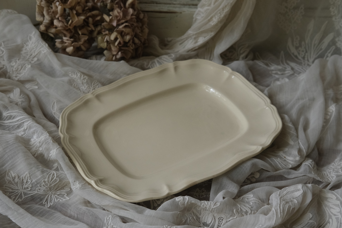 フランスブロカント サルグミンヌ スクエアプレート 花リム 角皿 プレート 大皿 お皿 全国送料無料