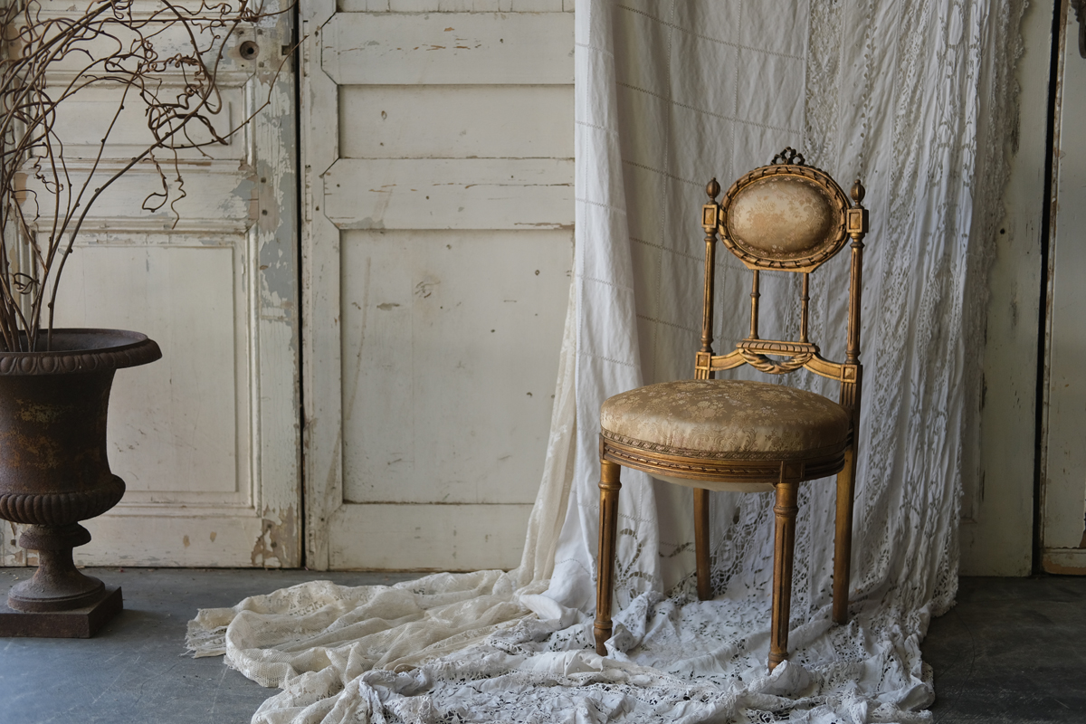 フランスアンティーク ルイ16世様式サロンチェア リボン彫刻 アンティークチェア 椅子 全国送料無料