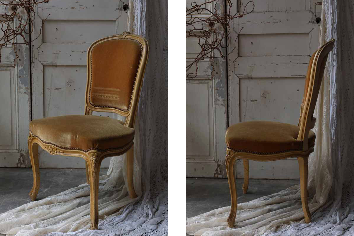 フランス ファブリックシートチェア 花彫刻の椅子 全国送料無料