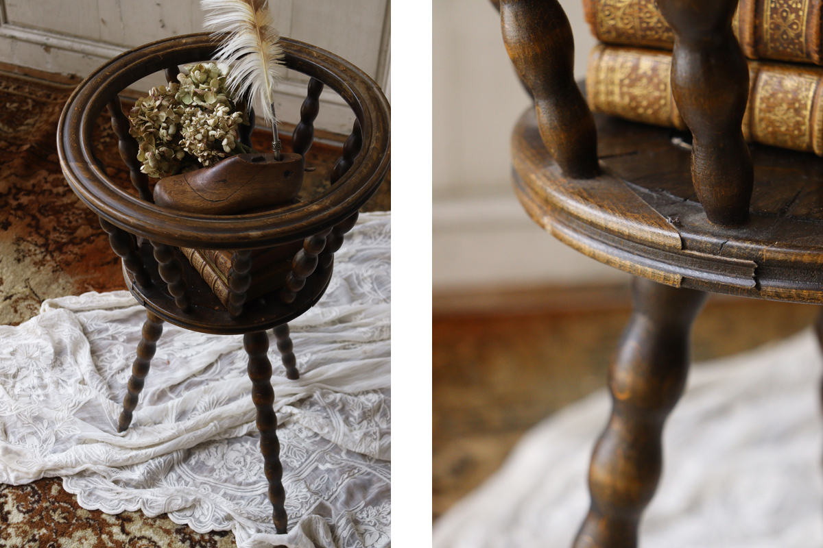 フランスの古いソーイングスタンド 木製スタンド 全国送料無料