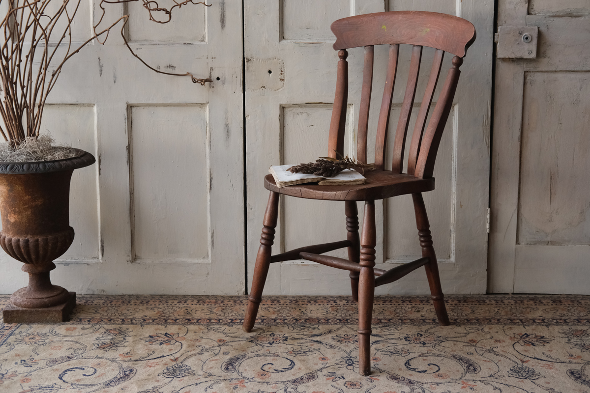 イギリスの古い スラットバックチェア キッチンチェア 椅子 全国送料無料
