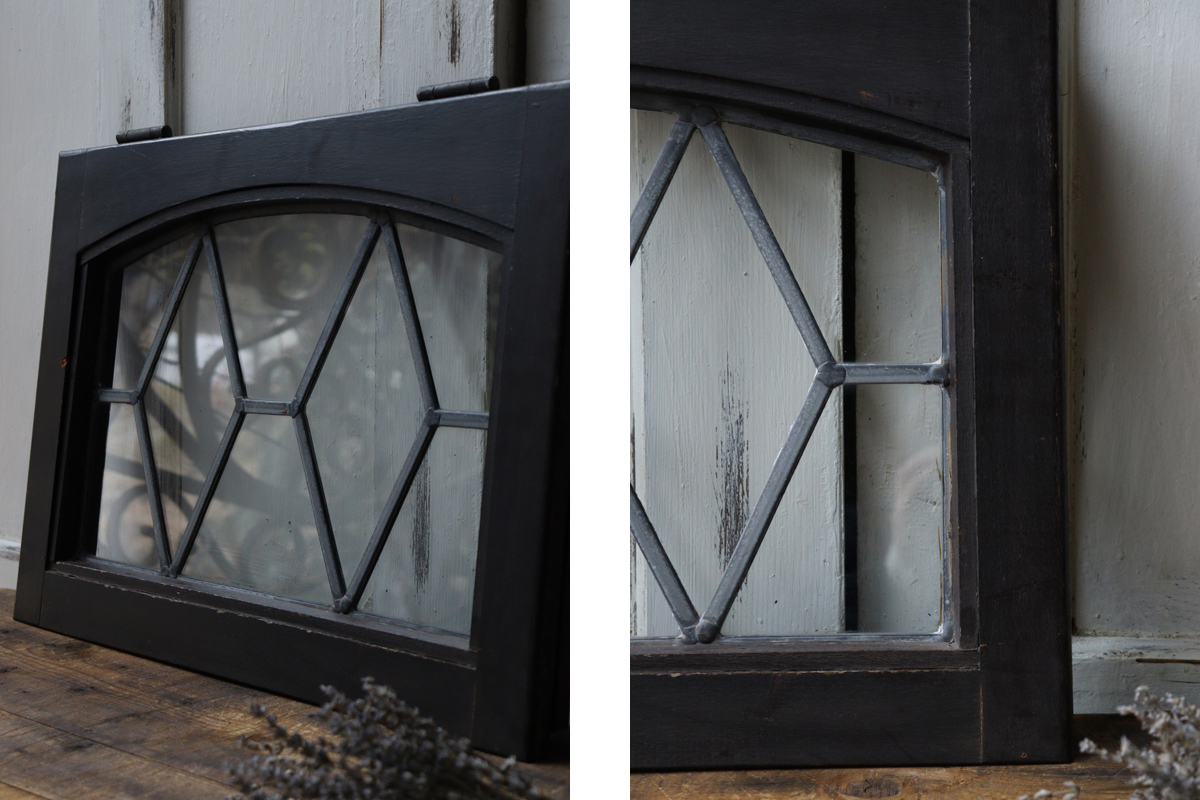 古い透明のステンドグラス 古いガラス窓 全国送料無料