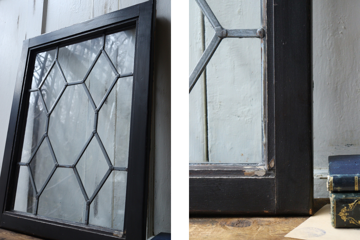 イギリスの古い 透明のステンドグラス 古いガラス窓 全国送料無料