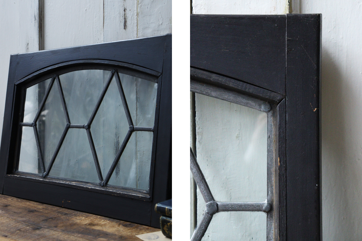 イギリスの古い透明のステンドグラス 古いガラス窓 全国送料無料