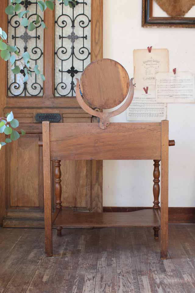 フランスアンティーク木製ウォッシングテーブル洗面台/化粧台机デスク(76-117-