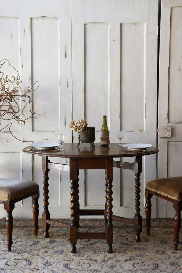 イギリスの古い ゲートレッグテーブル バタフライテーブル 食卓テーブル