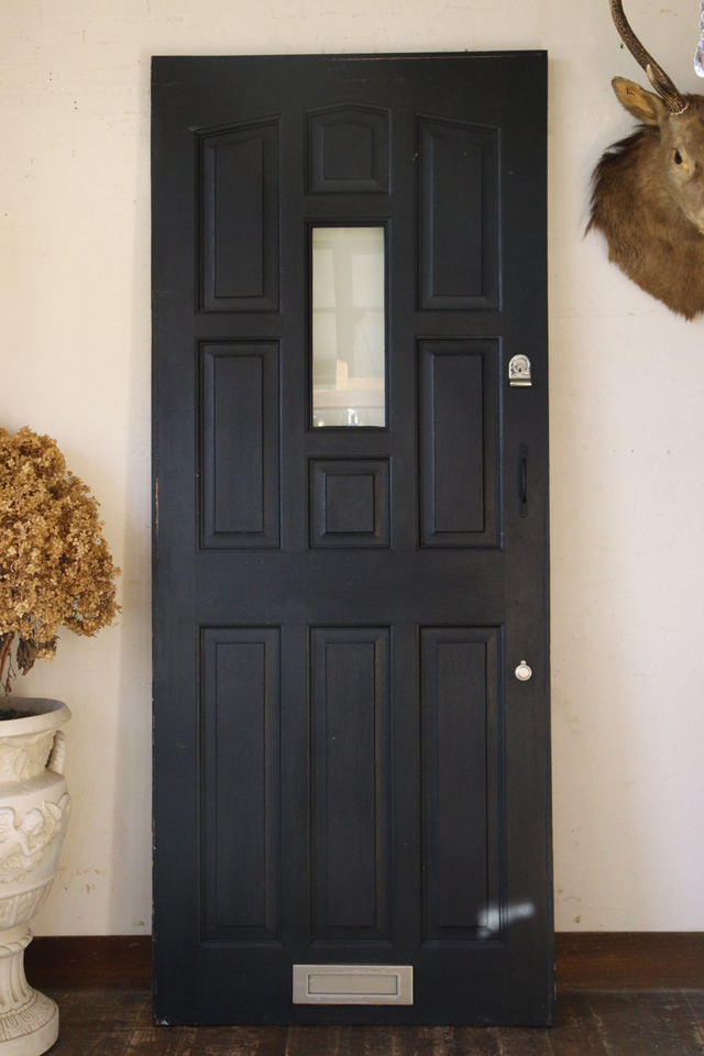 イギリスの古い ブラック×ホワイト 2色のペイントドア 建具 玄関ドア