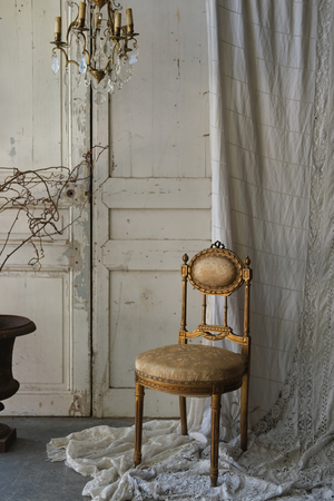 フランス アンティーク ルイ16世様式サロンチェア リボン彫刻 椅子