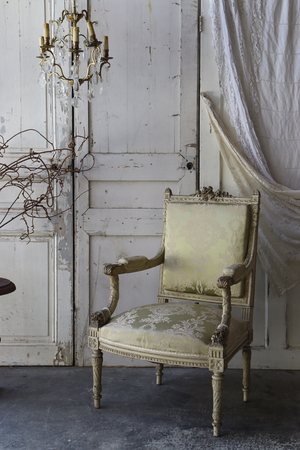 フランスアンティーク ルイ16世様式 1890年代 アーム付きサロンチェア 椅子