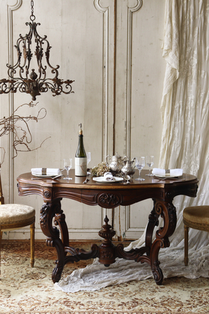 フランスアンティーク ルイ15世様式 (ロココ様式)ドロワー付きテーブル