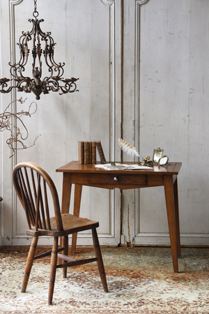 フランスの古い ドロワー付きデスク 机