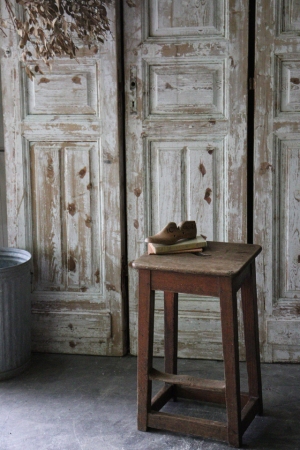 イギリスの古い シンプルな木製スツール 椅子