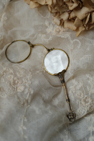 フランス アンティーク 拡張式メガネ ローネット ハンドル付き眼鏡